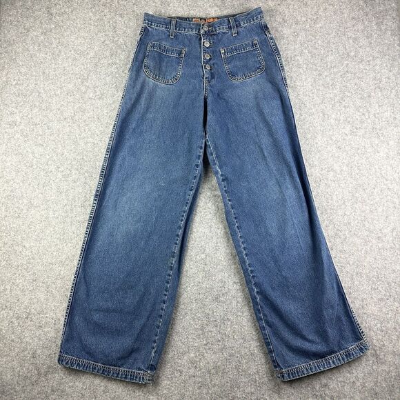 VTG Pepe Bareback Jeans Womens 29 Wide Leg High Rise 90s Y2K Grunge Made in USA* - Picture 1 of 16